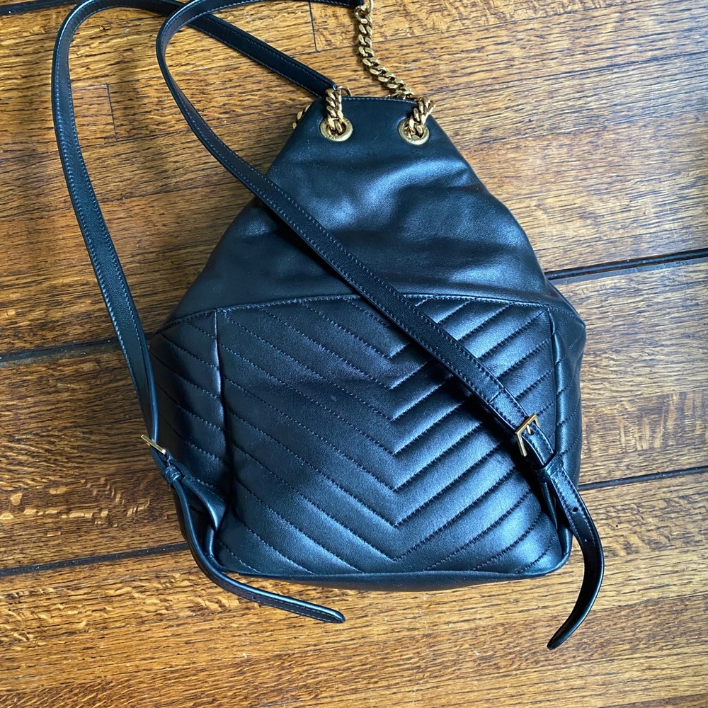 Saint Laurent Black Quilted Joe Lambskin Leather Backpack - Picture 5 of 5
